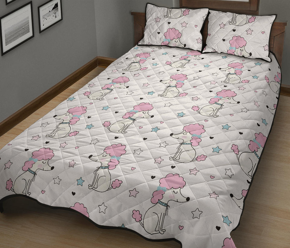 Cute poodle dog star pattern Quilt Bed Set