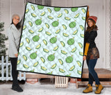 Durian Pattern Blue Background Premium Quilt