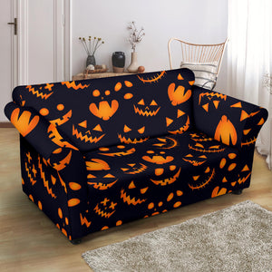 Halloween Pattern Pumpkin Background Loveseat Couch Slipcover