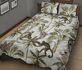 Monkey sloth lemur palm trees pattern Quilt Bed Set
