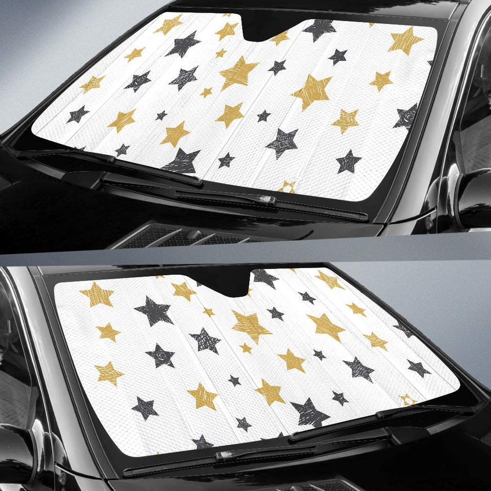 Hand Drawn Gold Black Star Pattern Car Sun Shade