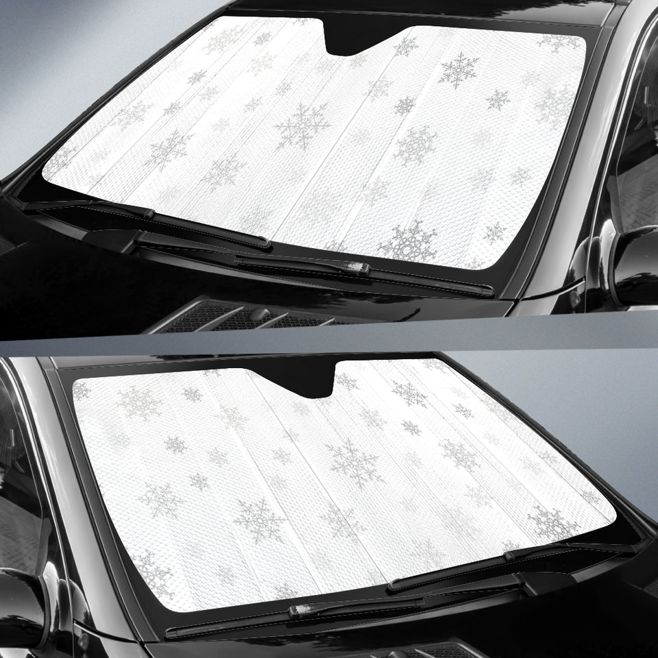 Snowflake Pattern White Background Car Sun Shade