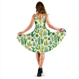 Cactus Pattern Sleeveless Midi Dress