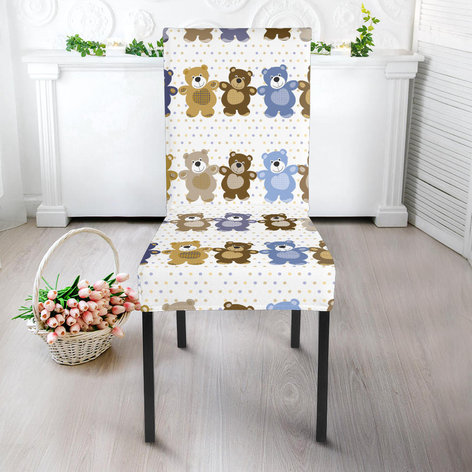 Teddy Bear Pattern Print Design 02 Dining Chair Slipcover