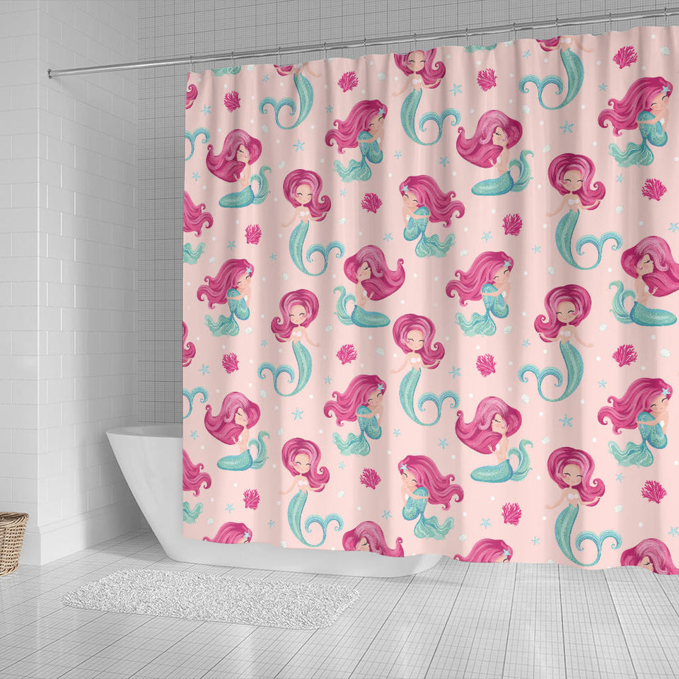 Cute Little Mermaid Pattern Shower Curtain Fulfilled In US