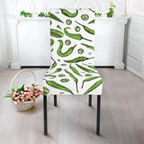 Hand Drawn Sketch Style Green Chili Peppers Pattern Dining Chair Slipcover