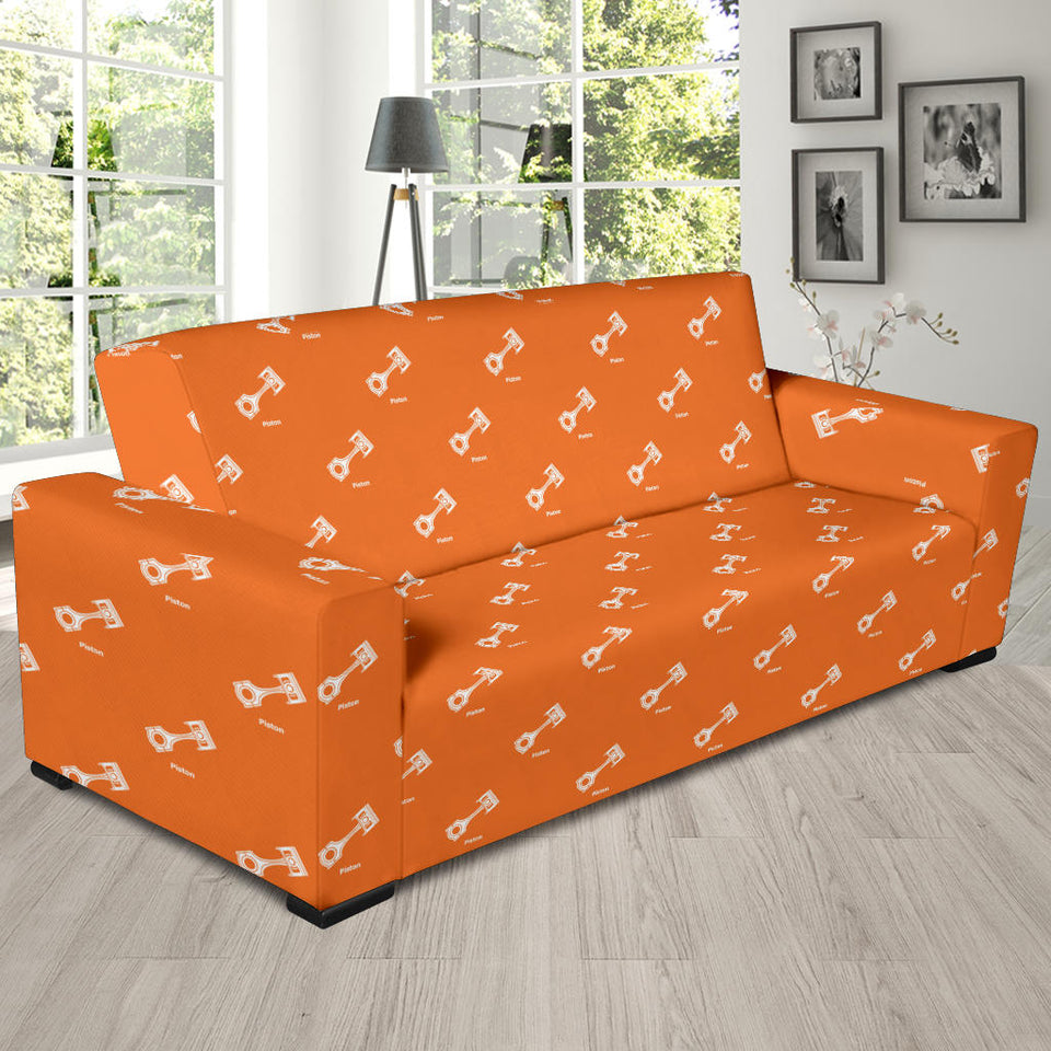 Engine Piston Orange Background Pattern Print Design 05 Sofa Slipcover