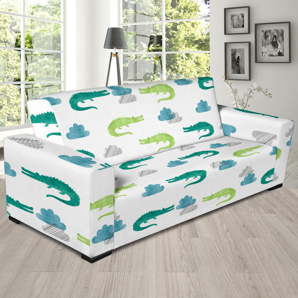 Watercolor Crocodile Pattern Sofa Slipcover