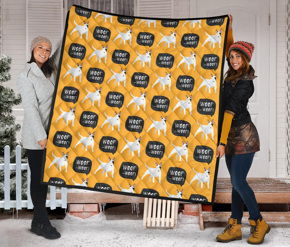 Bull Terrier Pattern Print Design 03 Premium Quilt