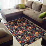 Sugar Skulls Flower Maxican Pattern Area Rug