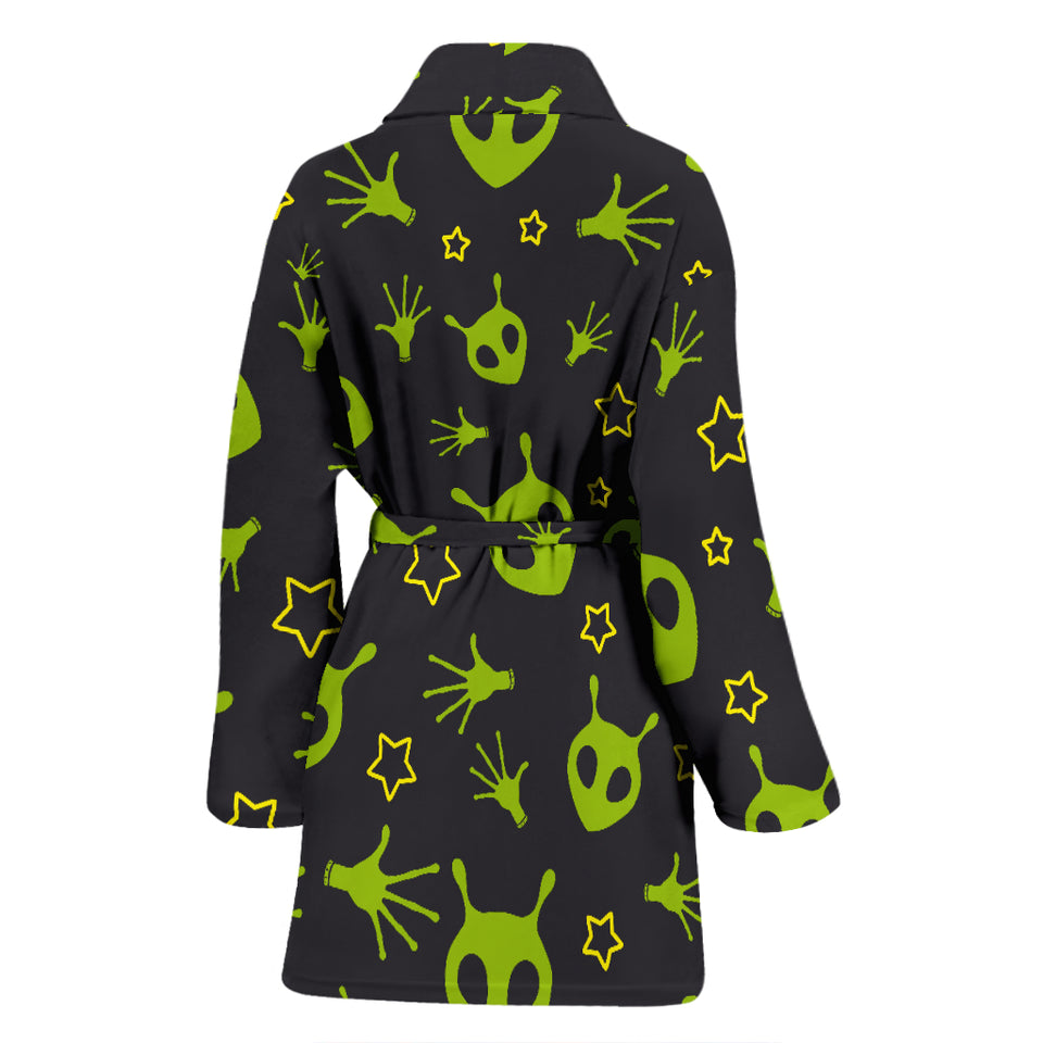 Alien Pattern Print Design 02 Women's Bathrobe