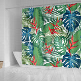 Heliconia Palm And Monstera  Leaves Pattern Shower Curtain Fulfilled In US