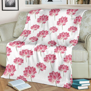 Pink Lotus Waterlily Pattern Premium Blanket
