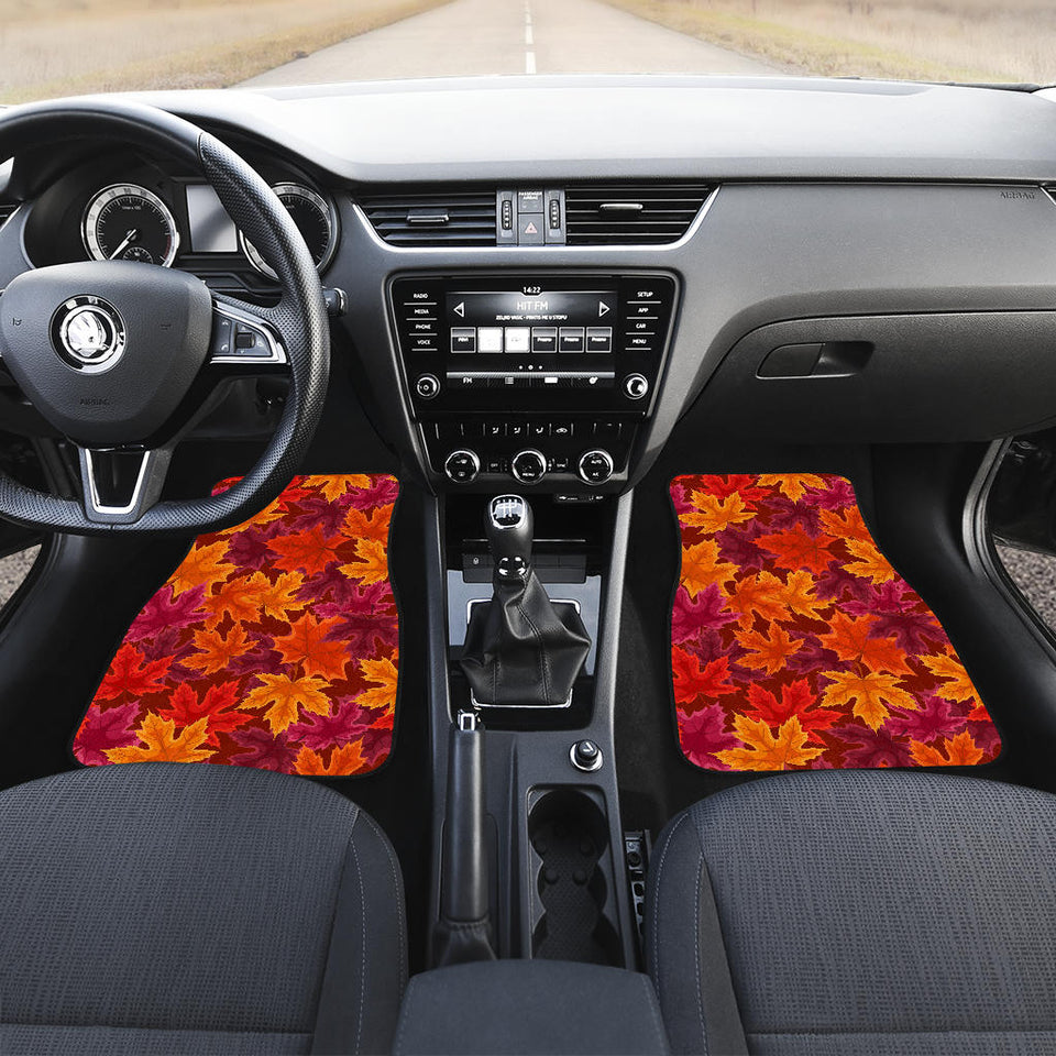 Autumn Maple Leaf Pattern Front And Back Car Mats