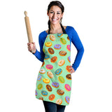 Colorful Donut Pattern Green Background Adjustable Apron