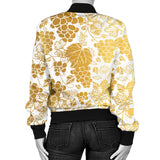 Gold Grape Pattern Women'S Bomber Jacket