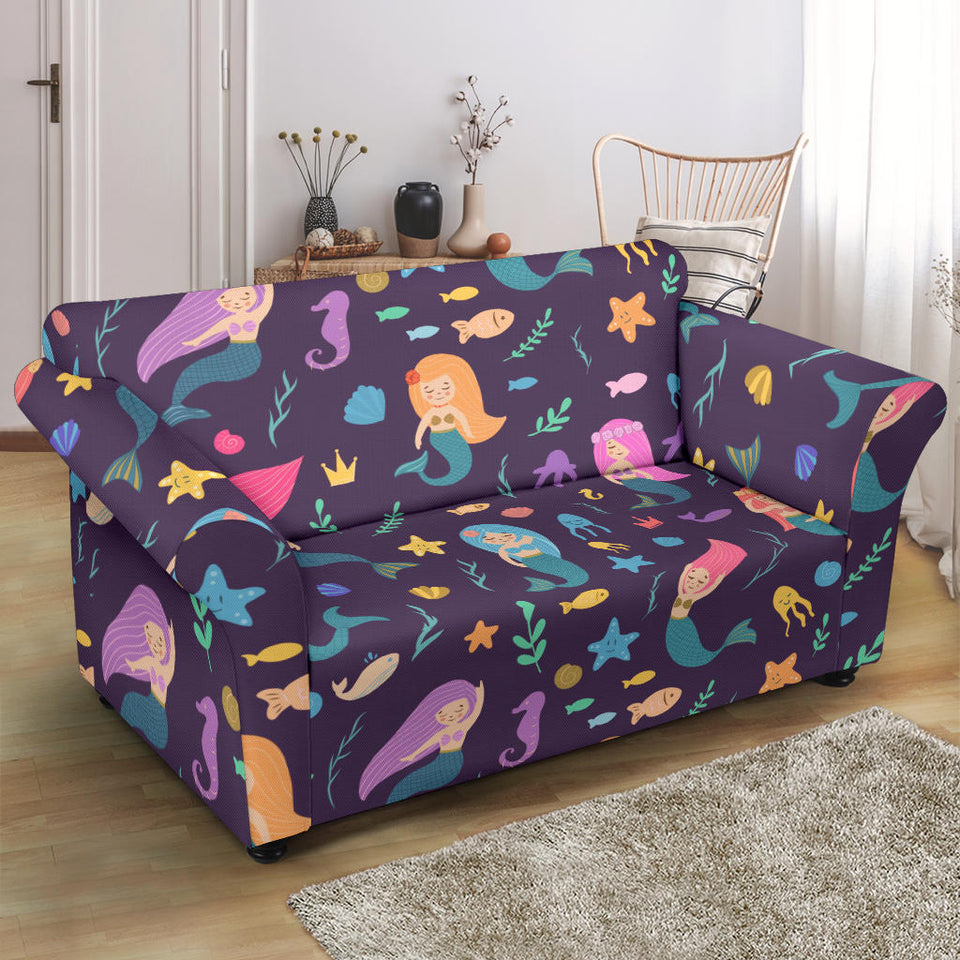 Beautiful Mermaid Fish Jellyfish Algae Other Marine World Loveseat Couch Slipcover
