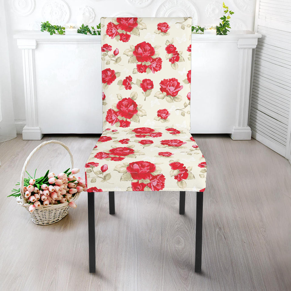 Rose Pattern Print Design 01 Dining Chair Slipcover