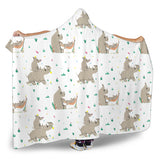 Cute Rhino Pattern Background Hooded Blanket