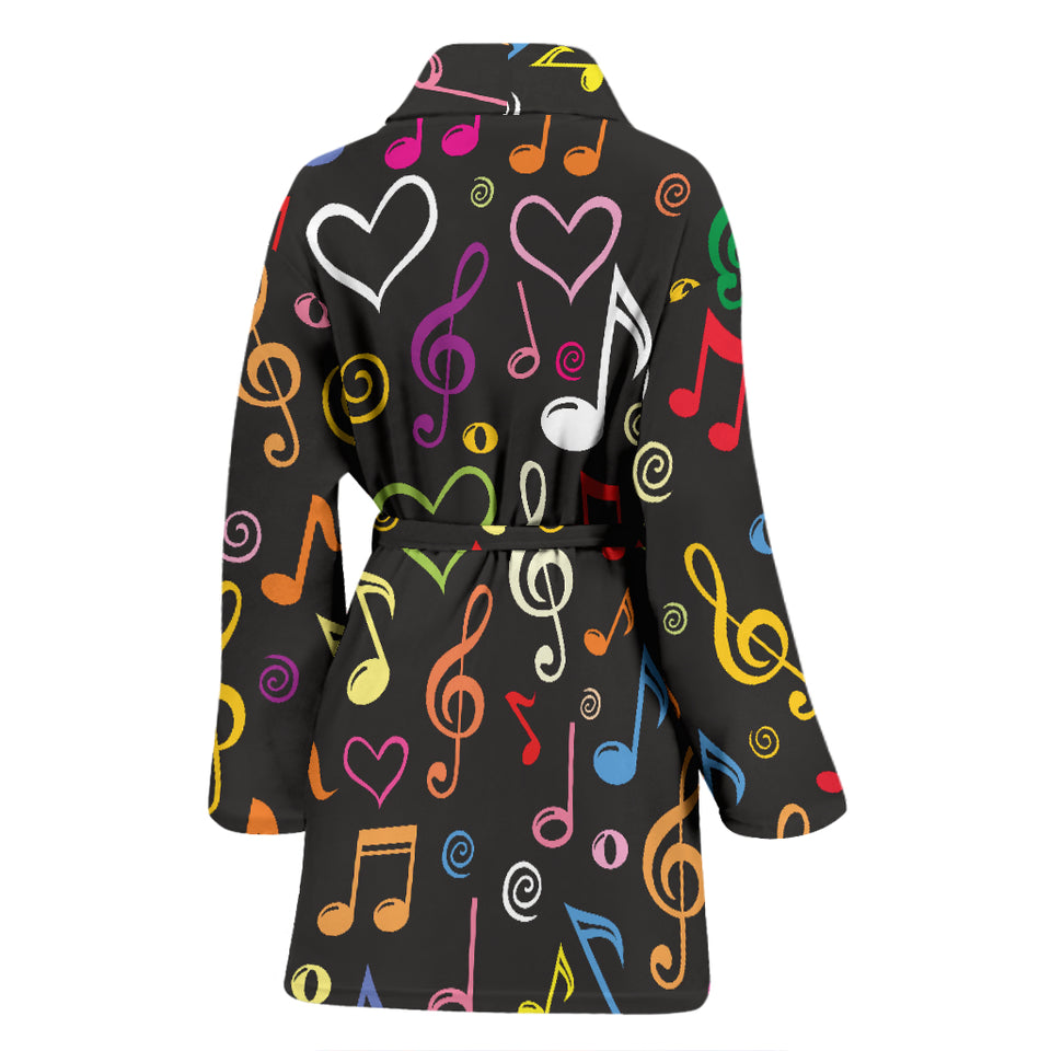 Music Notes Pattern Print Design 02 Women's Bathrobe