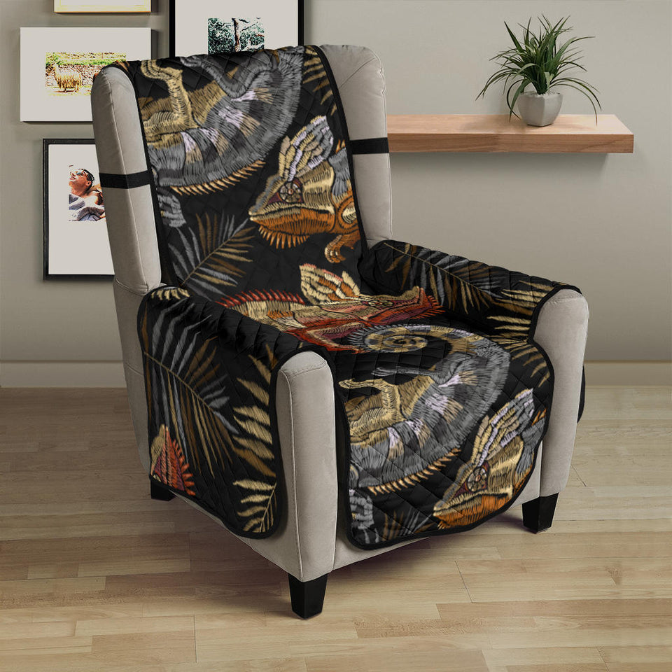 Chameleon lizard tropical leaves palm tree Chair Cover Protector