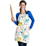 Cute Elephants Palm Tree Flower Butterfly Pattern Adjustable Apron
