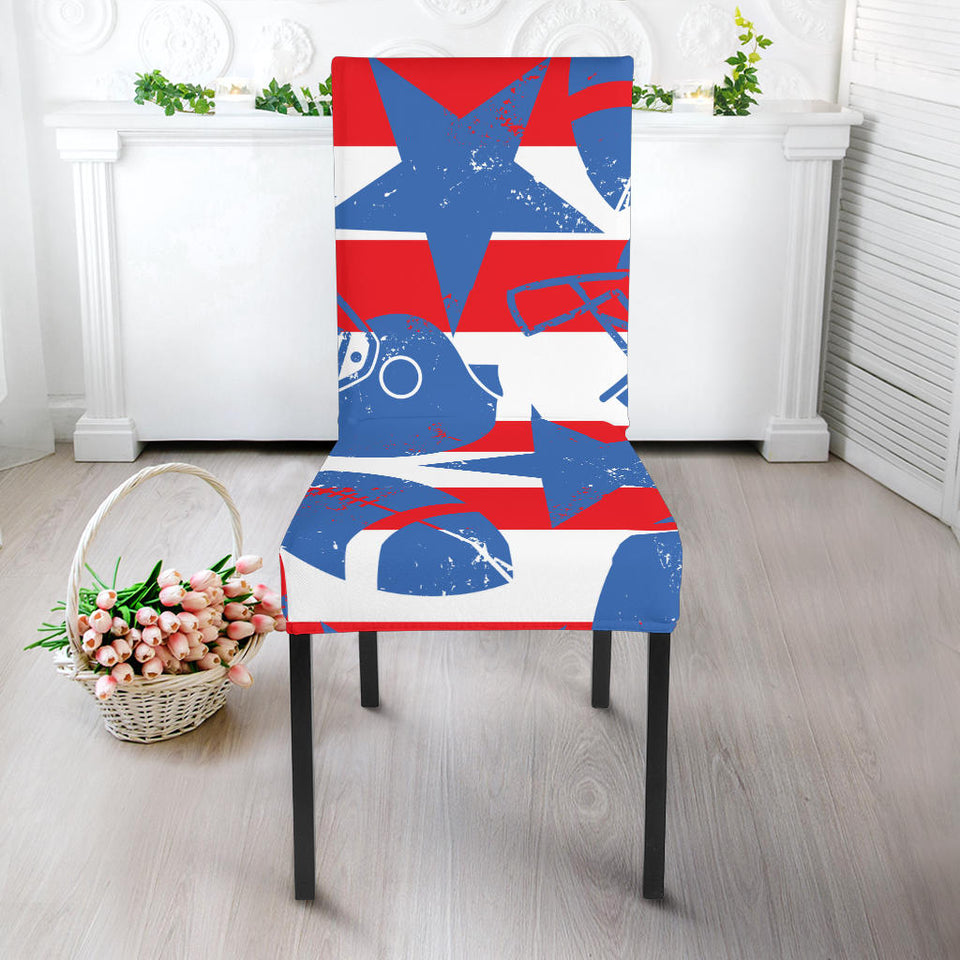 American Football Ball Star Stripes Pattern Dining Chair Slipcover