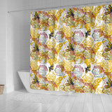 Cool Bee Honeycomb Leaves Pattern Shower Curtain Fulfilled In US