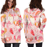 Hand Drawn Heart Design Pattern Women'S Hoodie Dress