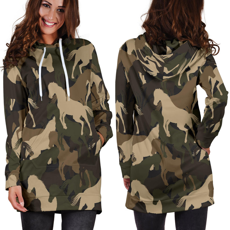 Horse Camo Camouflage Pattern Women'S Hoodie Dress