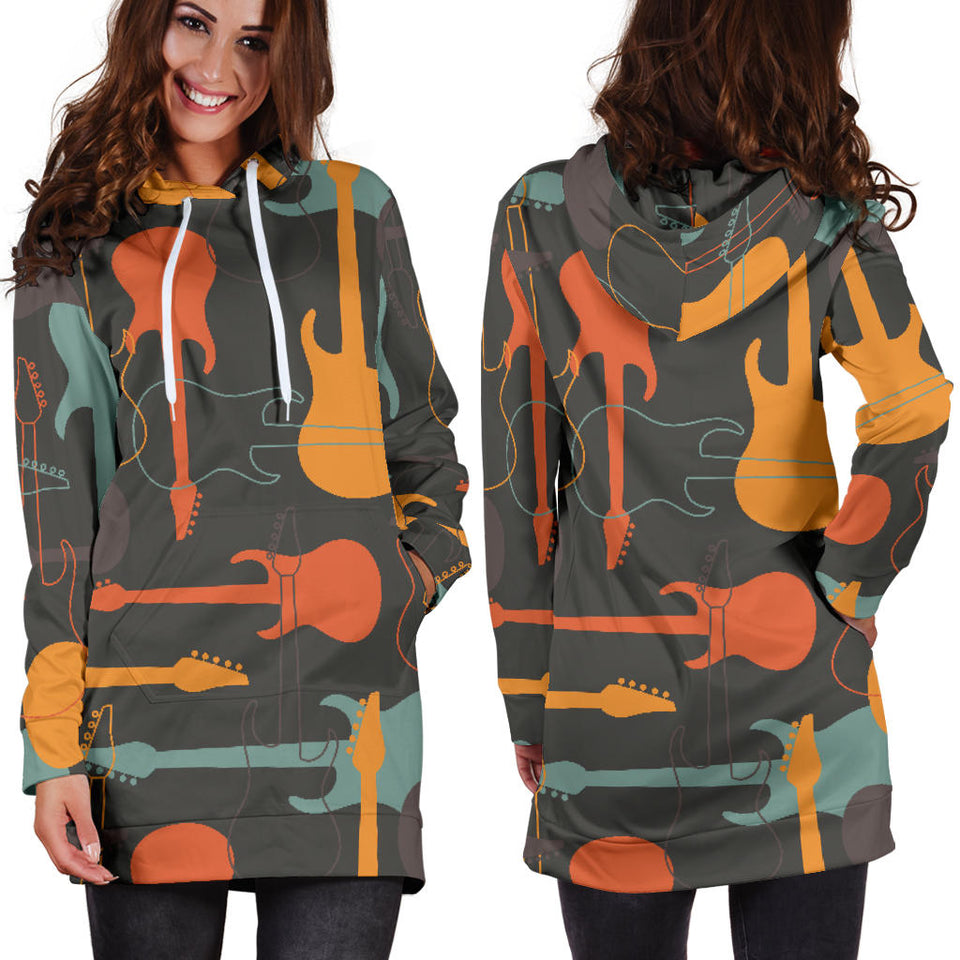 Electric Guitars Pattern Women'S Hoodie Dress