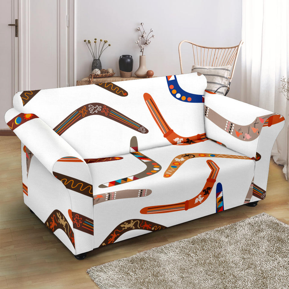 Boomerang Australian Aboriginal Ornament Pattern Loveseat Couch Slipcover