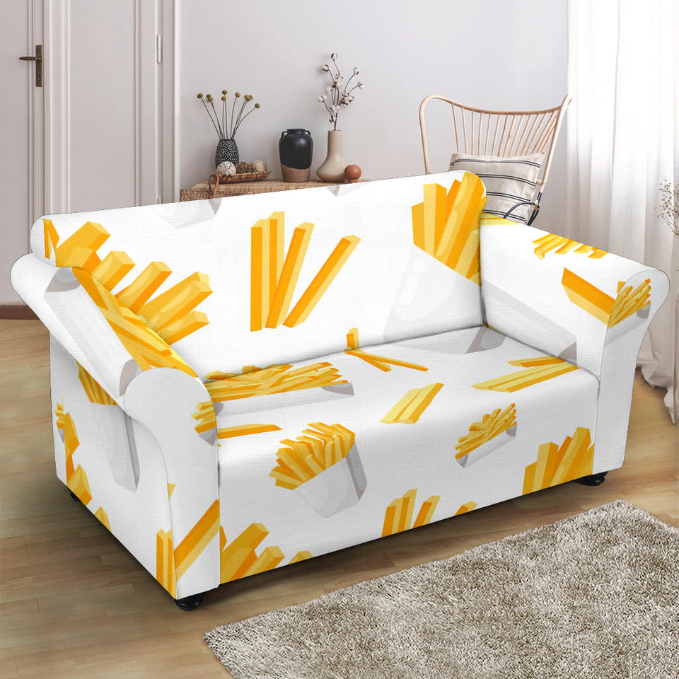 French Fries White Paper Box Pattern Loveseat Couch Slipcover