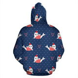 Cute Sea Lion Seal Christmas Hat Candy Cane Heart Pattern Men Women Pullover Hoodie
