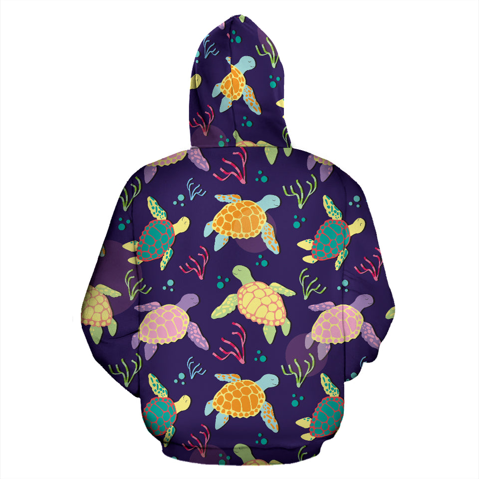 Colorful Sea Turtle Pattern Zip Up Hoodie