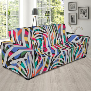 Colorful Zebra Skin Pattern Sofa Slipcover
