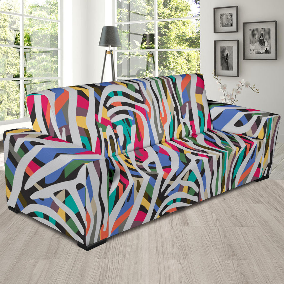 Colorful Zebra Skin Pattern Sofa Slipcover