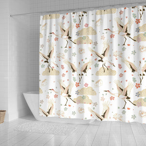 Beautiful Japanese Cranes Pattern Shower Curtain Fulfilled In US