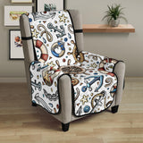 Cute nautical steering wheel anchor pattern Chair Cover Protector