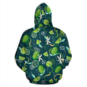 Lime Ice Flower Pattern Zip Up Hoodie