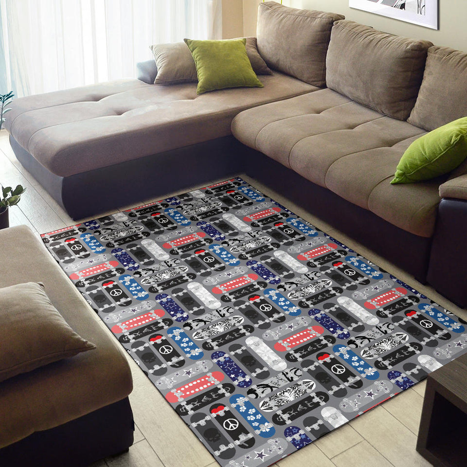 Skate Board Pattern Print Design 04 Area Rug