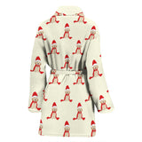 Golden Retriever Pattern Print Design 01 Women's Bathrobe