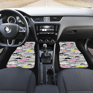 Mustache Beard Pattern Print Design 02 Front and Back Car Mats
