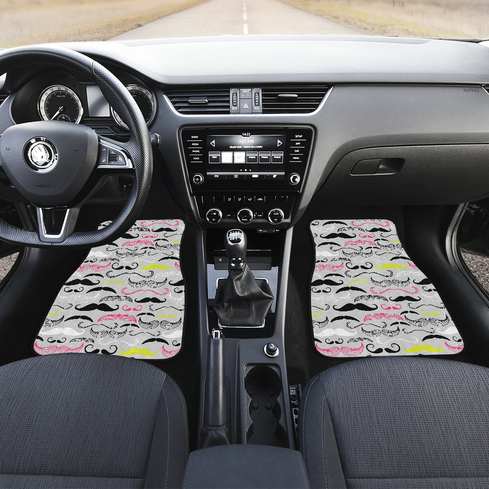 Mustache Beard Pattern Print Design 02 Front and Back Car Mats