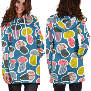 Colorful Mushroom Design Pattern Women'S Hoodie Dress