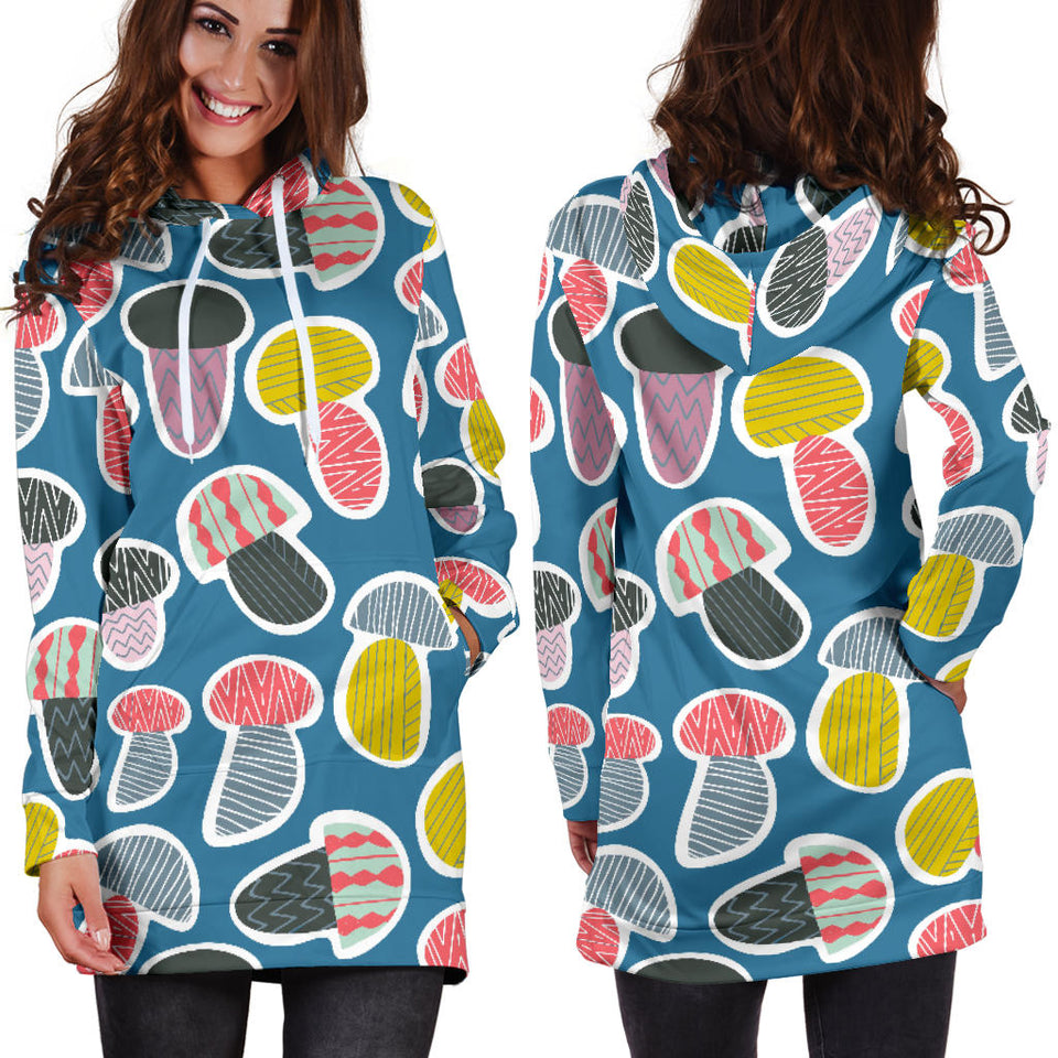 Colorful Mushroom Design Pattern Women'S Hoodie Dress