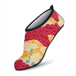 Red Bonsai Gray Sun Japanese Pattern Aqua Shoes