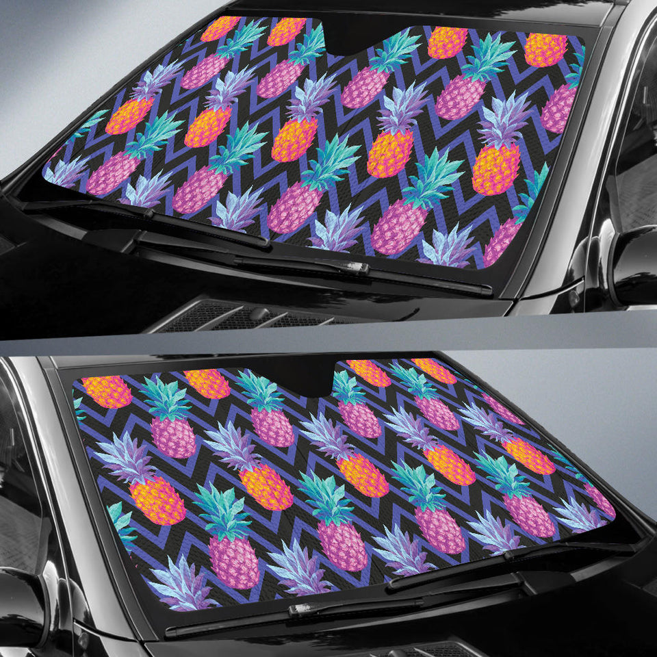 Pineapples Pattern Zigzag Background Car Sun Shade