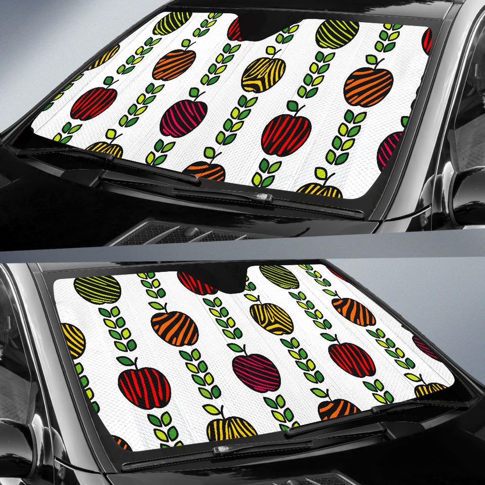 Colorful Apples Leave Zebra Stripe Car Sun Shade