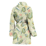 Hand Drawn Sea Turtle Fish Pattern Women'S Bathrobe